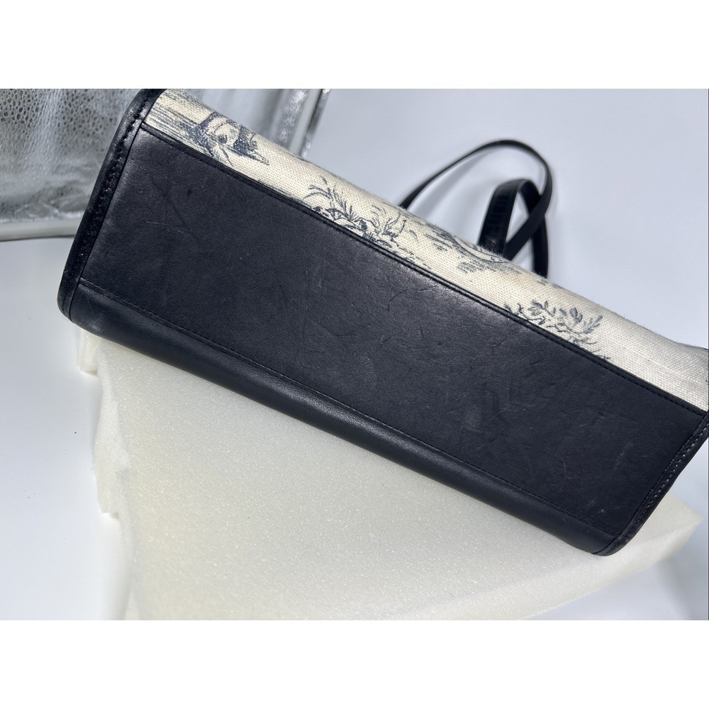 Brighton Martine Purse Black Croc Embossed Leather Canvas Blue Toile Shoulder - Picture 10 of 14